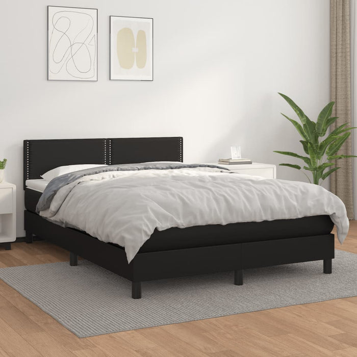 Pat box spring cu saltea, negru, 140x190 cm, piele ecologică - WALTI WALTI