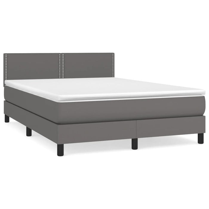 Pat box spring cu saltea, gri, 140x190 cm, piele ecologică - WALTI WALTI