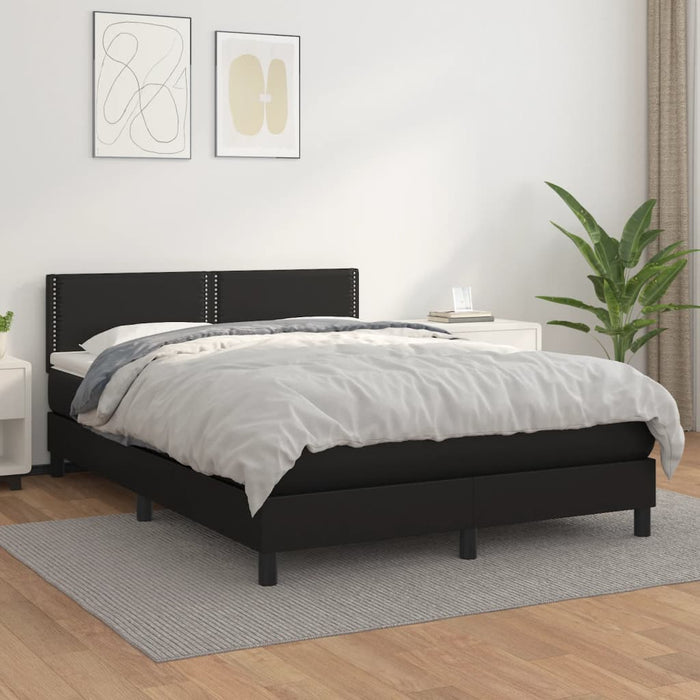 Pat box spring cu saltea, negru, 140x200 cm, piele ecologică - WALTI WALTI