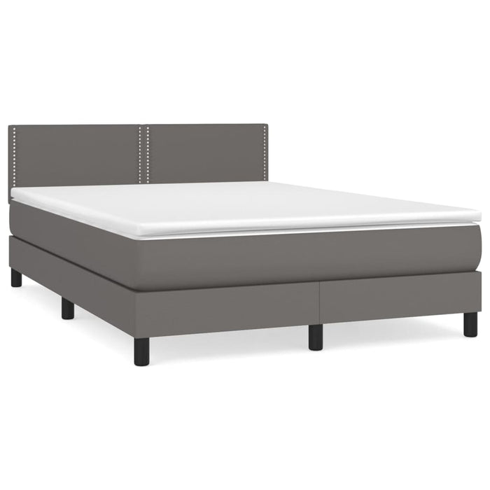 Pat box spring cu saltea, gri, 140x200 cm, piele ecologică - WALTI WALTI