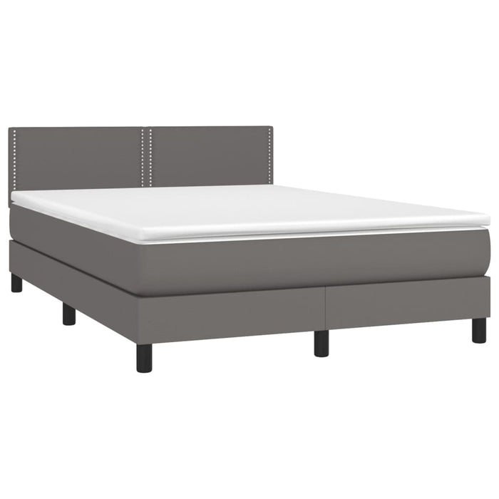 Pat box spring cu saltea, gri, 140x200 cm, piele ecologică - WALTI WALTI