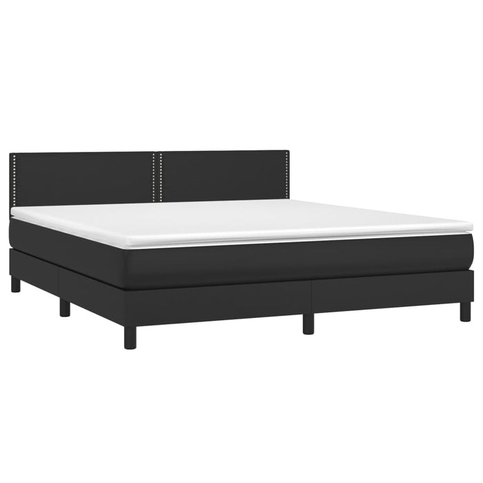 Pat box spring cu saltea, negru, 180x200 cm, piele ecologică - WALTI WALTI