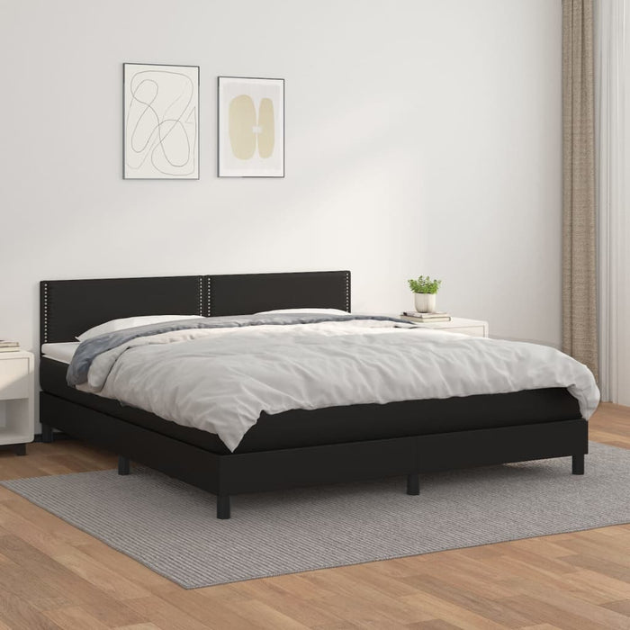 Pat box spring cu saltea, negru, 180x200 cm, piele ecologică - WALTI WALTI