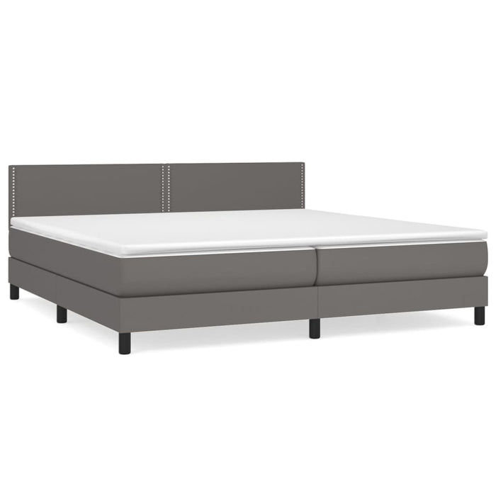 Pat box spring cu saltea, gri, 200x200 cm, piele ecologică - WALTI WALTI