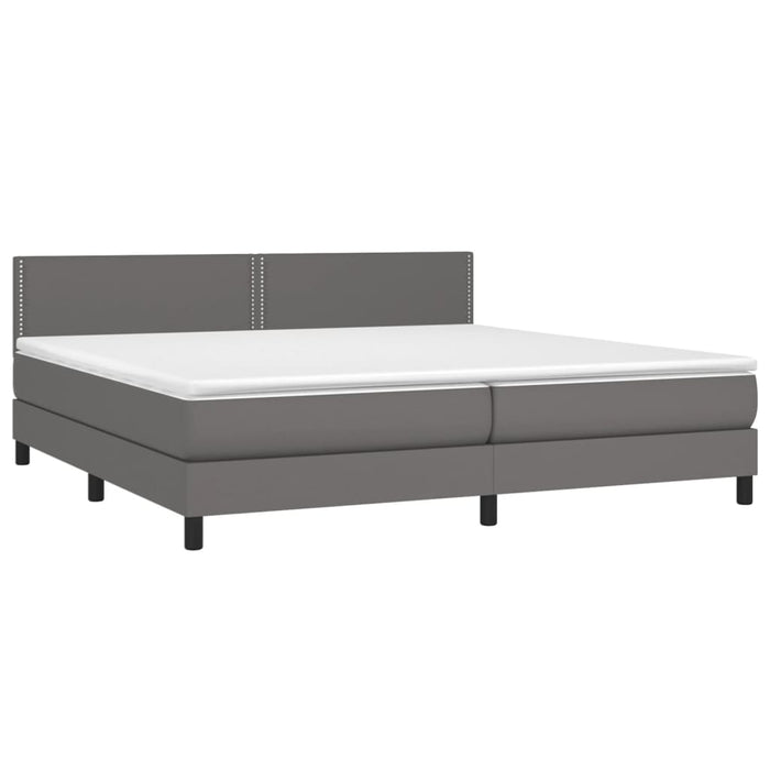 Pat box spring cu saltea, gri, 200x200 cm, piele ecologică - WALTI WALTI