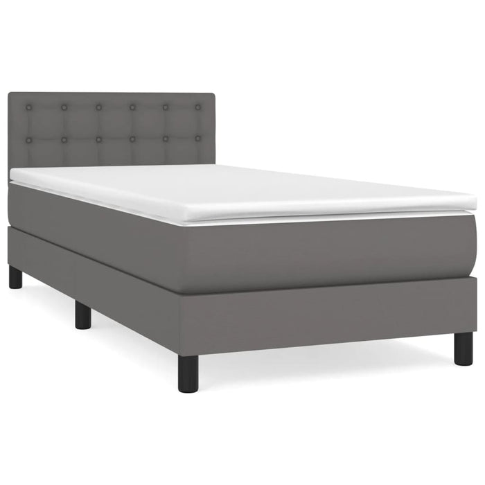 Pat box spring cu saltea, gri, 80x200 cm, piele ecologică - WALTI WALTI