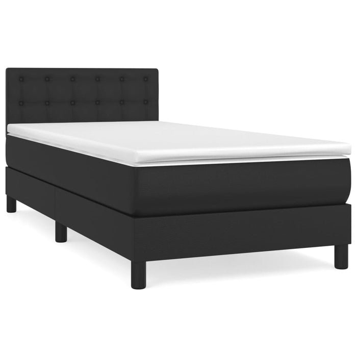 Pat box spring cu saltea, negru, 90x190 cm, piele ecologică - WALTI WALTI
