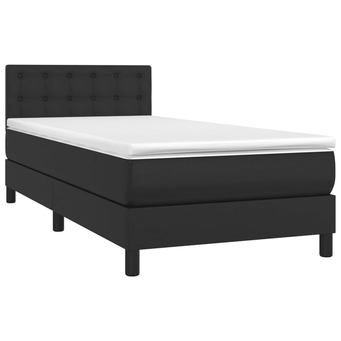 Pat box spring cu saltea, negru, 90x190 cm, piele ecologică - WALTI WALTI