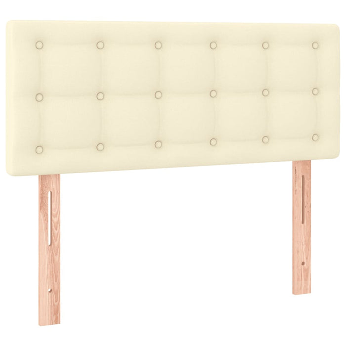 Pat box spring cu saltea, crem, 90x190 cm, piele ecologică WALTI