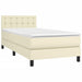 Pat box spring cu saltea, crem, 90x200 cm, piele ecologică - WALTI WALTI