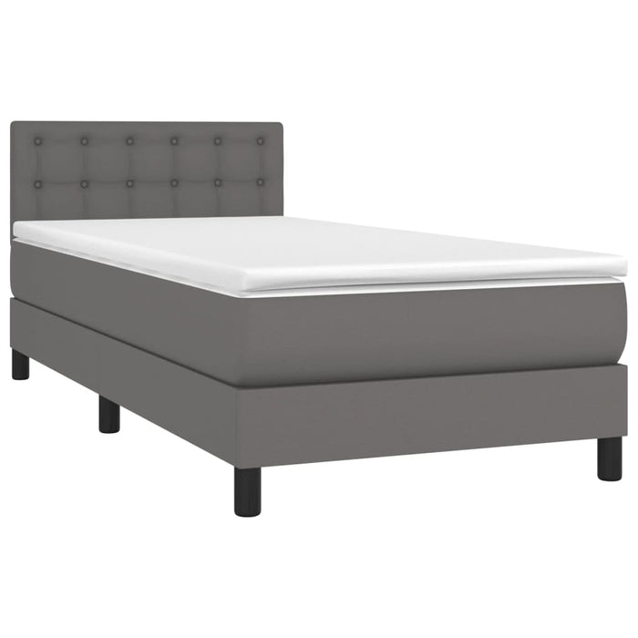 Pat box spring cu saltea, gri, 90x200 cm, piele ecologică - WALTI WALTI