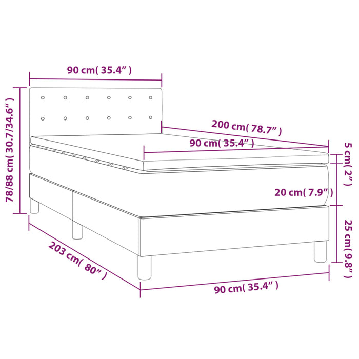 Pat box spring cu saltea, cappuccino, 90x200 cm piele ecologică - WALTI WALTI