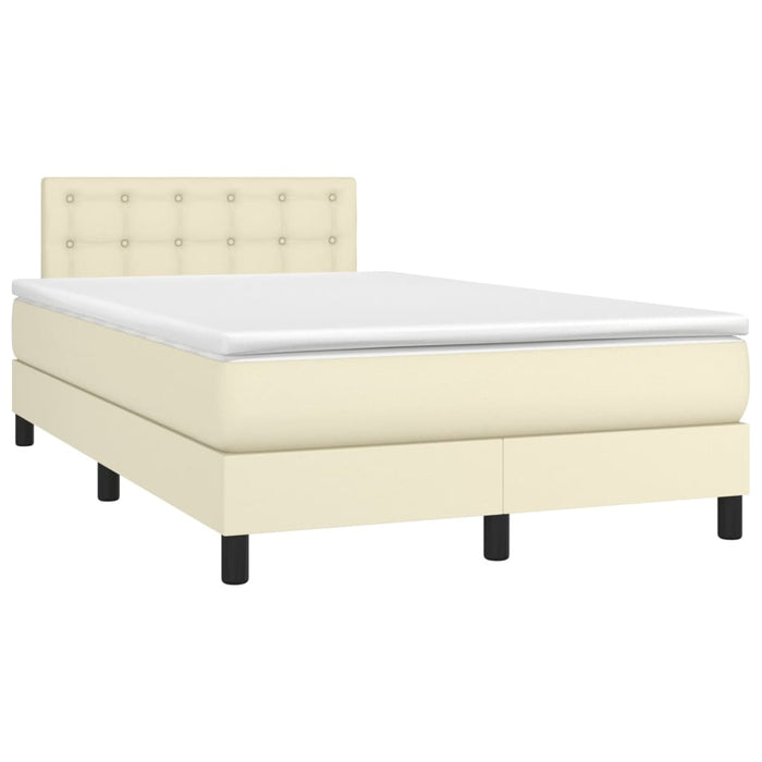 Pat box spring cu saltea, crem, 120x200 cm, piele ecologică WALTI