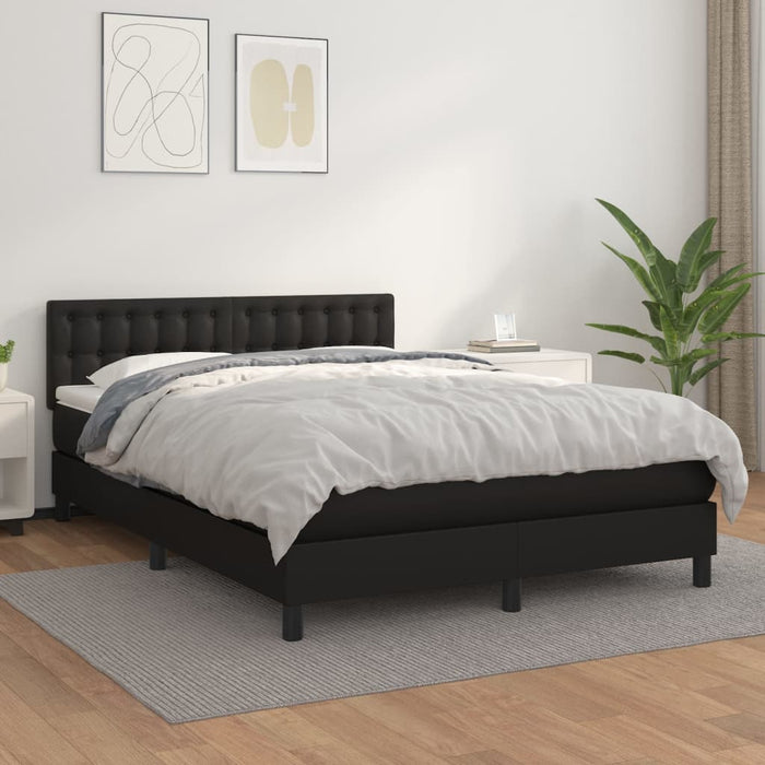 Pat box spring cu saltea, negru, 140x190 cm, piele ecologică - WALTI WALTI