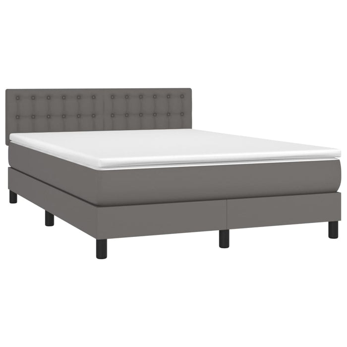 Pat box spring cu saltea, gri, 140x200 cm, piele ecologică - WALTI WALTI
