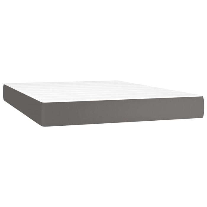 Pat box spring cu saltea, gri, 140x200 cm, piele ecologică - WALTI WALTI