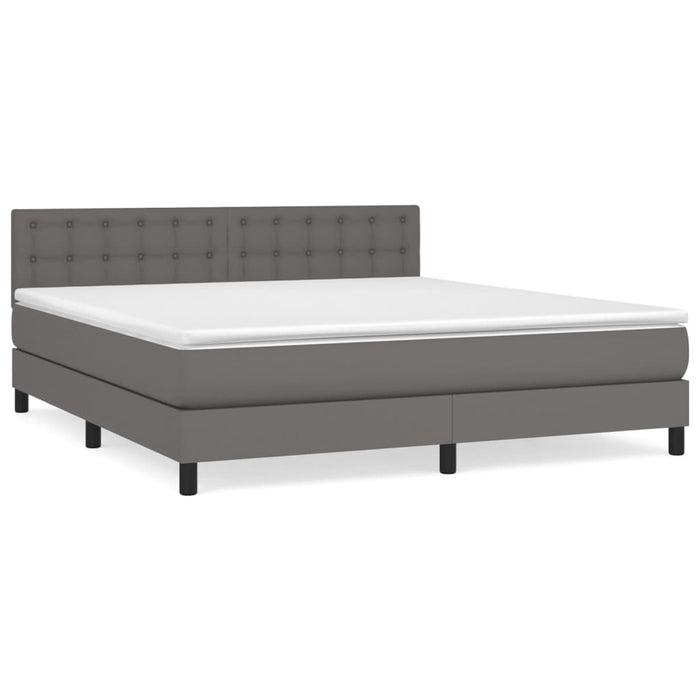 Pat box spring cu saltea, gri, 160x200 cm, piele ecologică WALTI