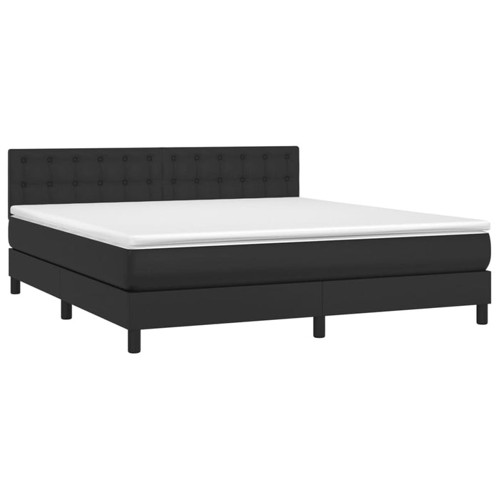 Pat box spring cu saltea, negru, 180x200 cm, piele ecologică - WALTI WALTI