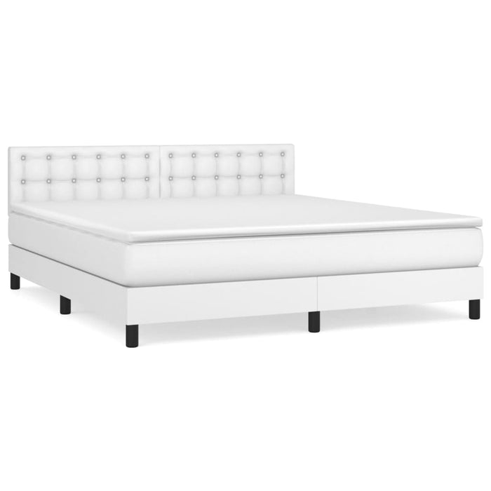 Pat box spring cu saltea, alb, 180x200 cm, piele ecologică - WALTI WALTI