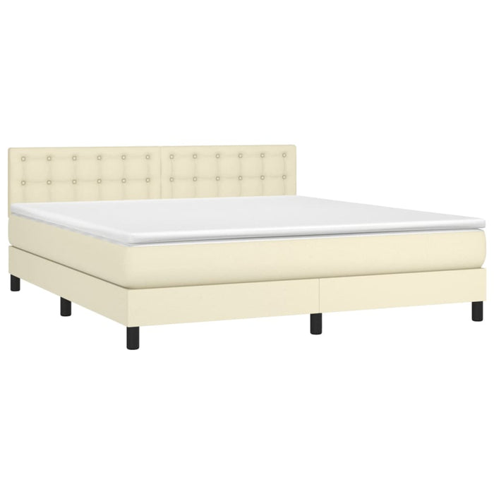 Pat box spring cu saltea, crem, 180x200 cm, piele ecologică - WALTI WALTI