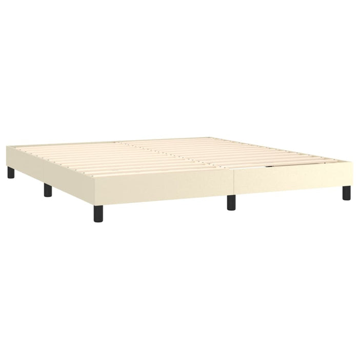 Pat box spring cu saltea, crem, 180x200 cm, piele ecologică - WALTI WALTI