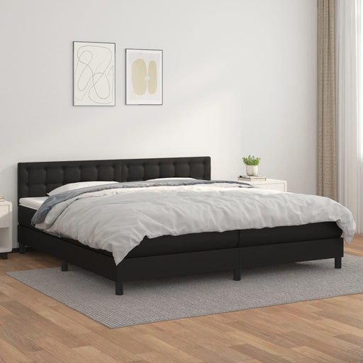 Pat box spring cu saltea, negru, 200x200 cm, piele ecologică - WALTI WALTI