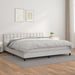 Pat box spring cu saltea, alb, 200x200 cm, piele ecologică - WALTI WALTI