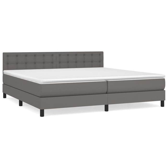 Pat box spring cu saltea, gri, 200x200 cm, piele ecologică - WALTI WALTI