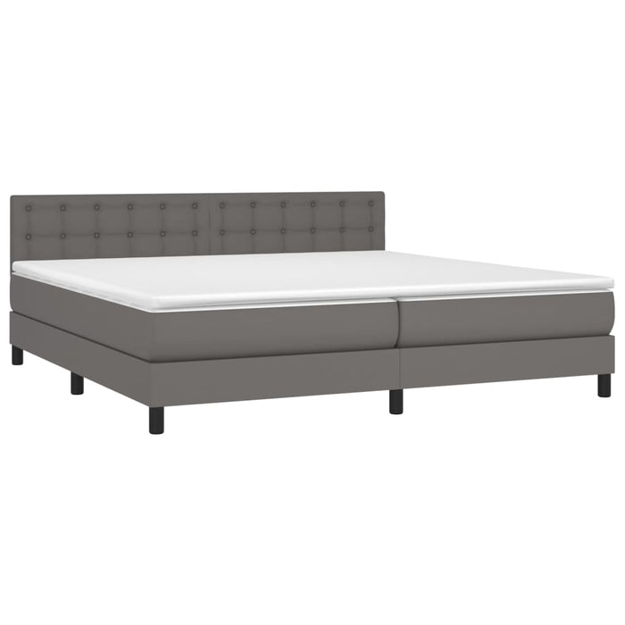 Pat box spring cu saltea, gri, 200x200 cm, piele ecologică - WALTI WALTI
