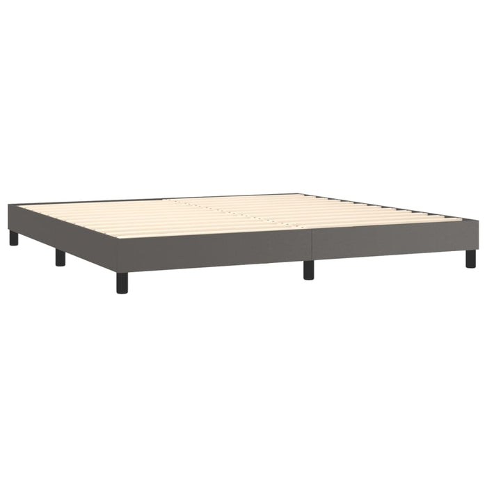 Pat box spring cu saltea, gri, 200x200 cm, piele ecologică - WALTI WALTI