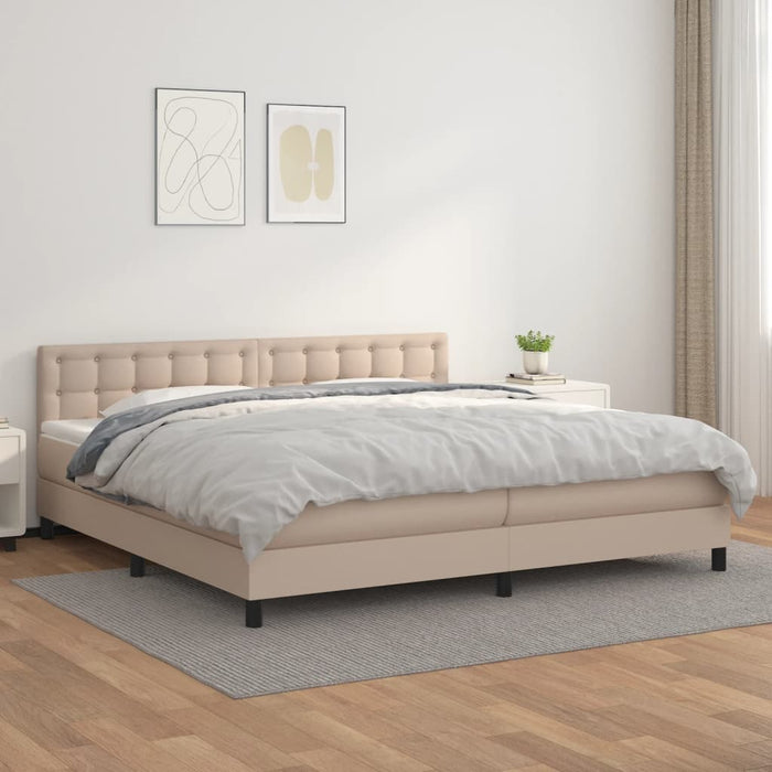 Pat continental cu saltea, cappuccino, 200x200 cm, piele eco - WALTI WALTI