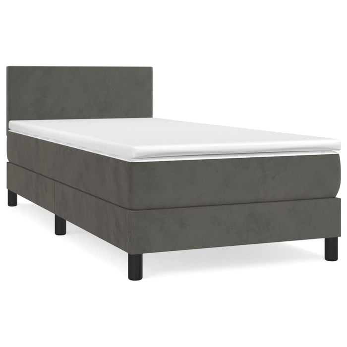 Pat box spring cu saltea, gri închis, 80x200 cm, catifea - WALTI WALTI