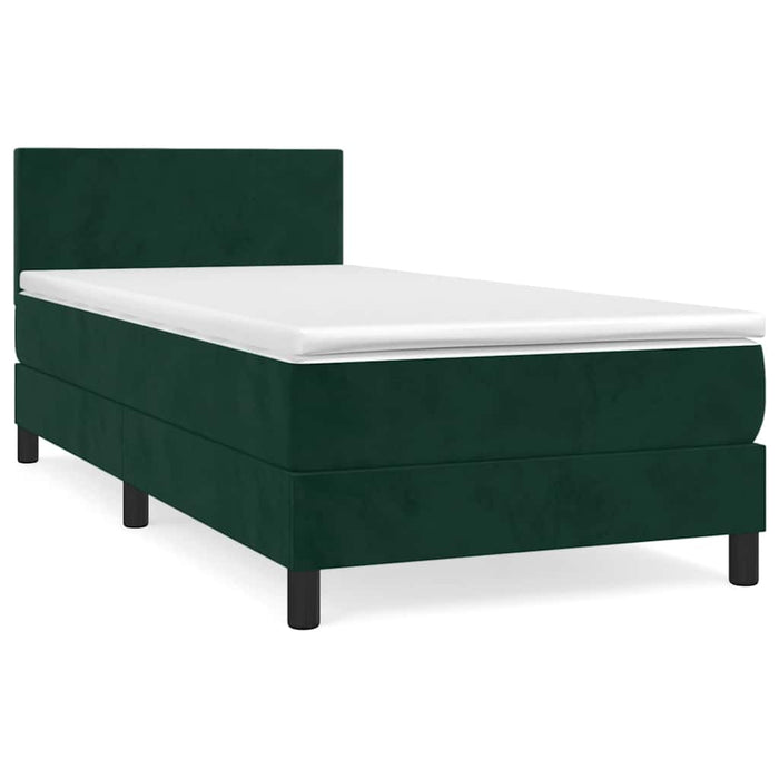 Pat box spring cu saltea, verde închis, 90x190 cm, catifea - WALTI WALTI