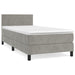 Pat box spring cu saltea, gri deschis, 90x200 cm, catifea - WALTI WALTI
