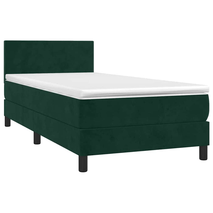 Pat box spring cu saltea, verde închis, 90x200 cm, catifea - WALTI WALTI