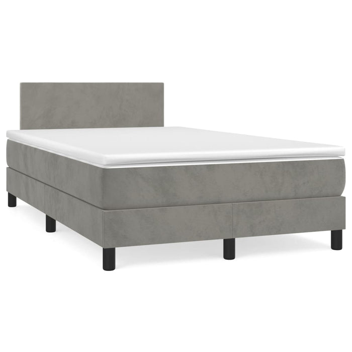 Pat continental cu saltea, gri deschis, 120x200 cm, catifea - WALTI WALTI