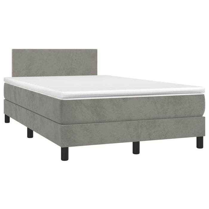 Pat continental cu saltea, gri deschis, 120x200 cm, catifea - WALTI WALTI