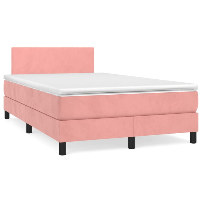 Pat box spring cu saltea, roz, 120x200 cm, catifea WALTI