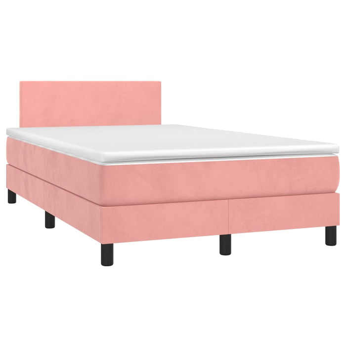 Pat box spring cu saltea, roz, 120x200 cm, catifea WALTI