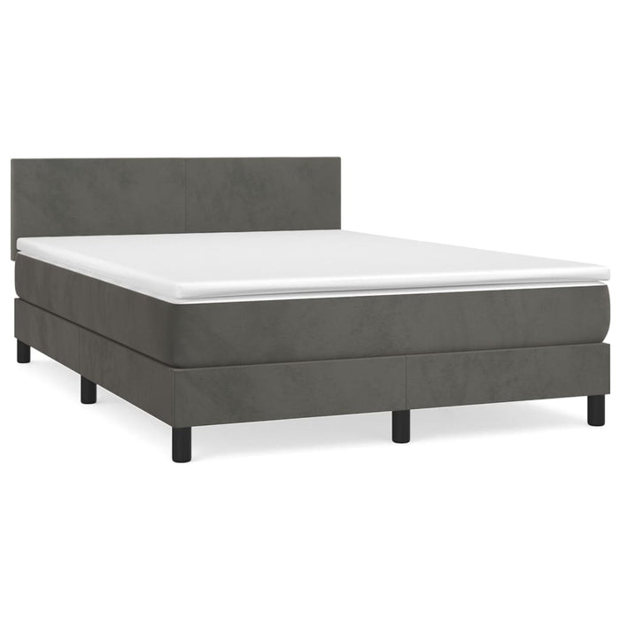 Pat box spring cu saltea, gri închis, 140x190 cm, catifea - WALTI WALTI