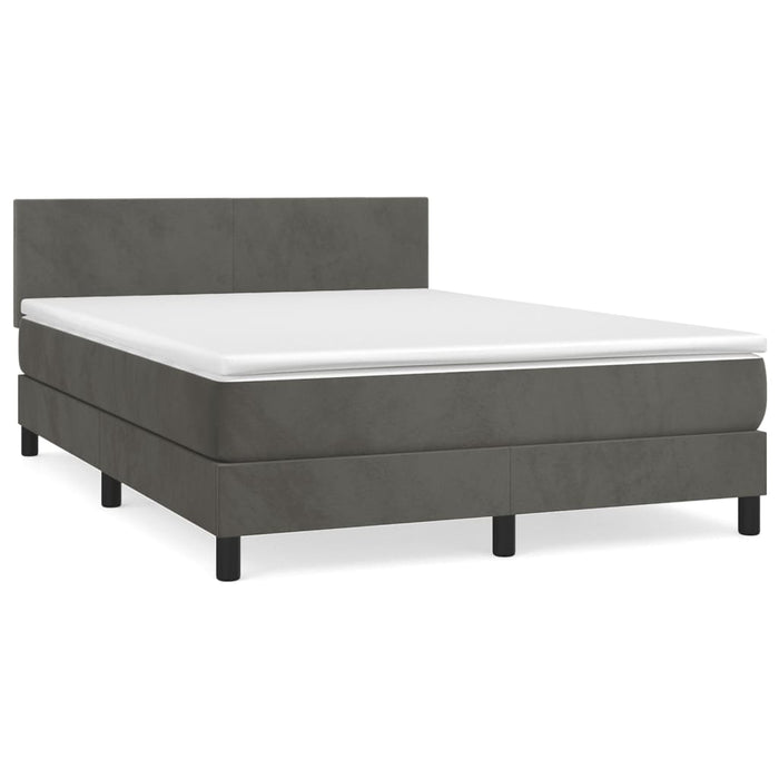 Pat box spring cu saltea, gri închis, 140x200 cm, catifea - WALTI WALTI