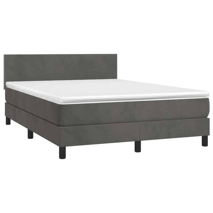 Pat box spring cu saltea, gri închis, 140x200 cm, catifea - WALTI WALTI