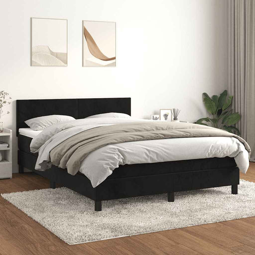 Pat box spring cu saltea, negru, 140x200 cm, catifea - WALTI WALTI