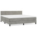 Pat box spring cu saltea, gri deschis, 160x200 cm, catifea - WALTI WALTI