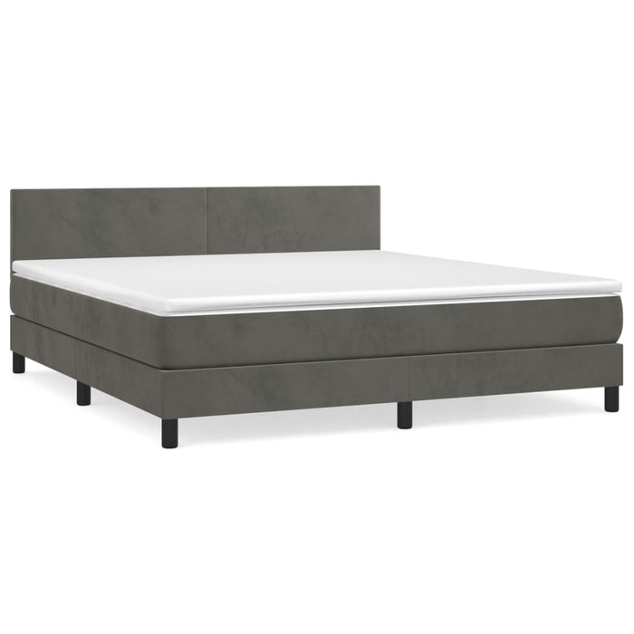 Pat box spring cu saltea, gri închis, 160x200 cm, catifea - WALTI WALTI