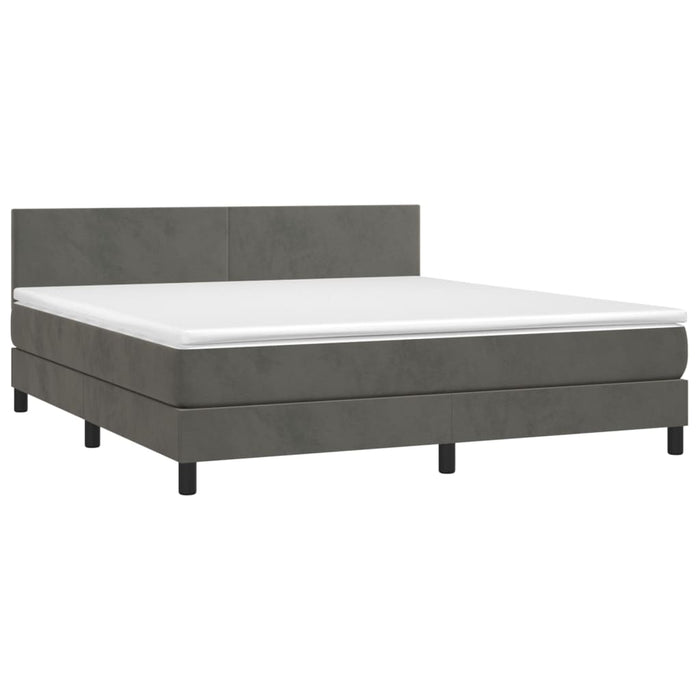 Pat box spring cu saltea, gri închis, 160x200 cm, catifea - WALTI WALTI