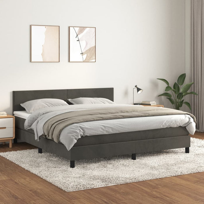 Pat box spring cu saltea, gri închis, 160x200 cm, catifea - WALTI WALTI