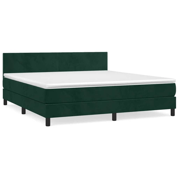 Pat box spring cu saltea, verde închis, 160x200 cm, catifea - WALTI WALTI