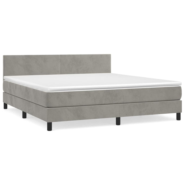 Pat box spring cu saltea, gri deschis, 180x200 cm, catifea - WALTI WALTI