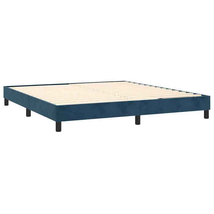 Pat box spring cu saltea, albastru închis, 180x200 cm, catifea - WALTI WALTI